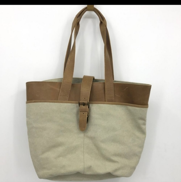 L.L. Bean Bags Vintage Ll Bean Canvas Leather Tote Carryall Bag